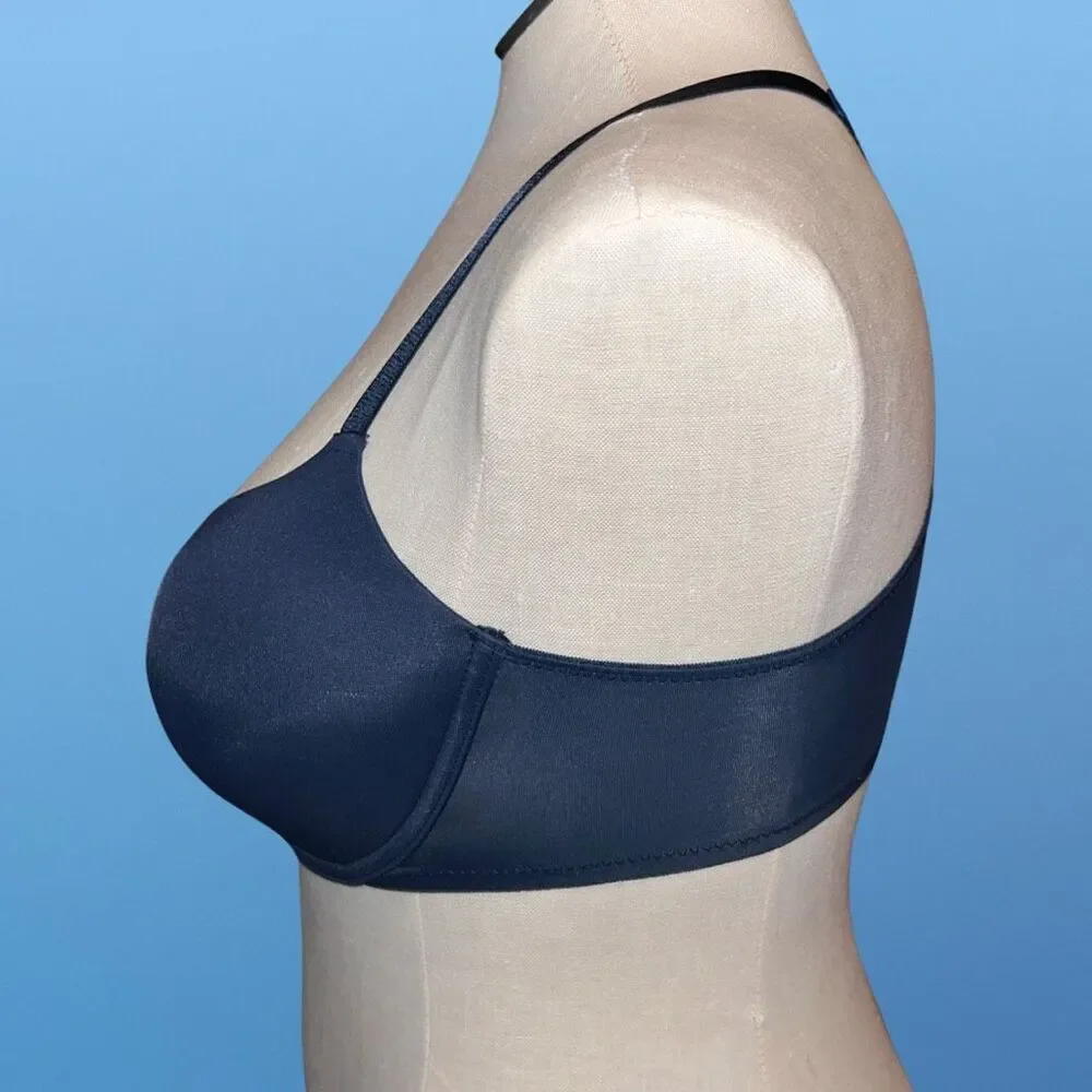 Blue Full Figure Ellen Tracy Racerback Front Close Bra Size 38C